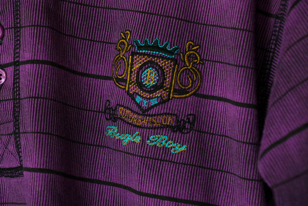[S] Bugle Boy Purple Striped Henley