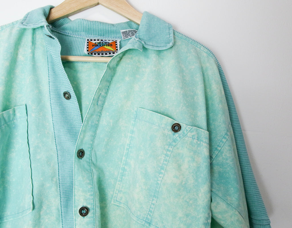 [S] 1980s Surf Ribbed Acid Wash Shirt