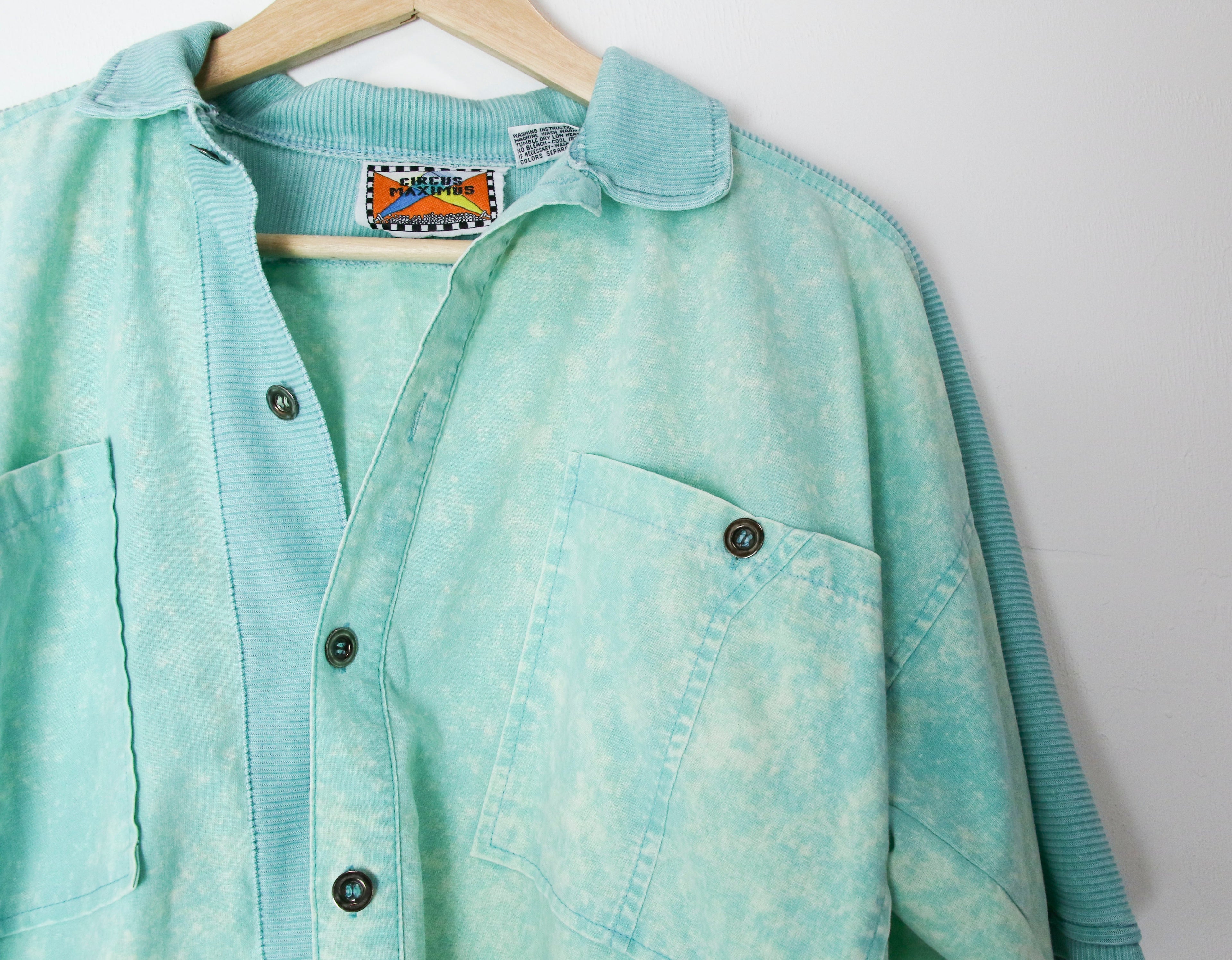 [S] 1980s Surf Ribbed Acid Wash Shirt