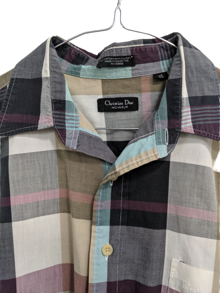 [XL] Vintage Christian Dior Plaid Button-Up Shirt