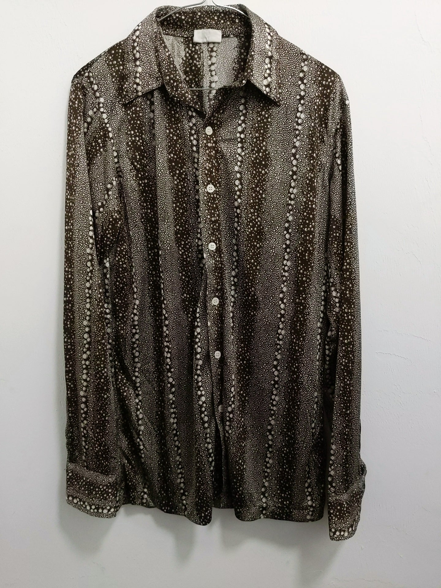 [L] 1970s Sears Novelty Print Nylon Shirt